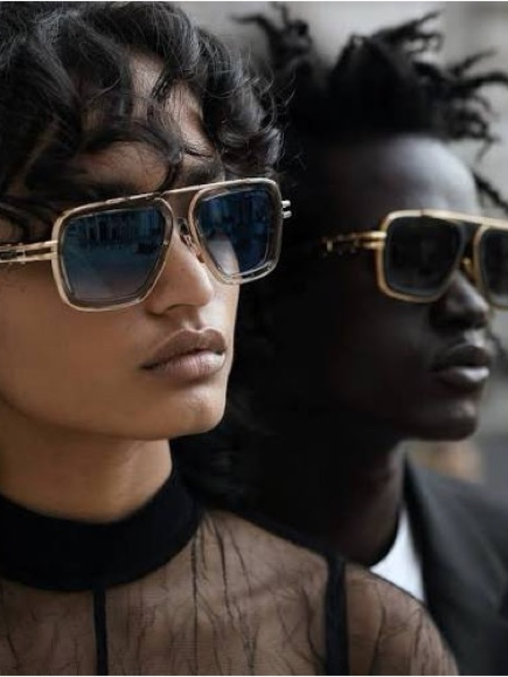 DITA Rose Gold Frame Sunglasses with Blue Lenses